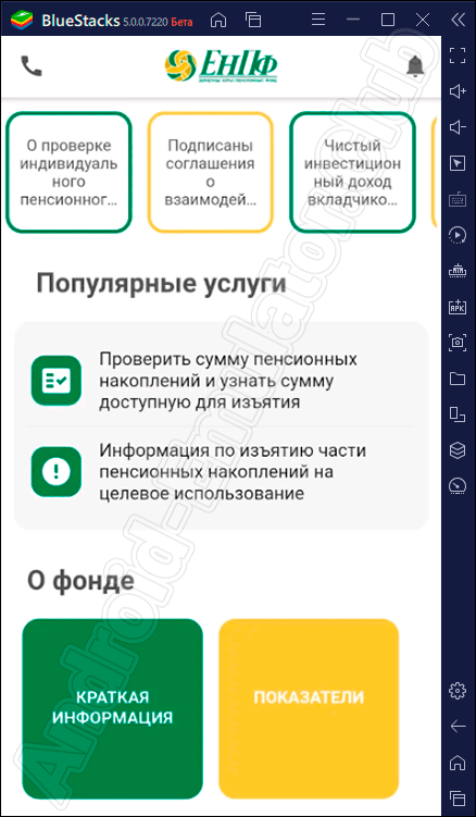 Программный интерфейс ЕНПФ на ПК