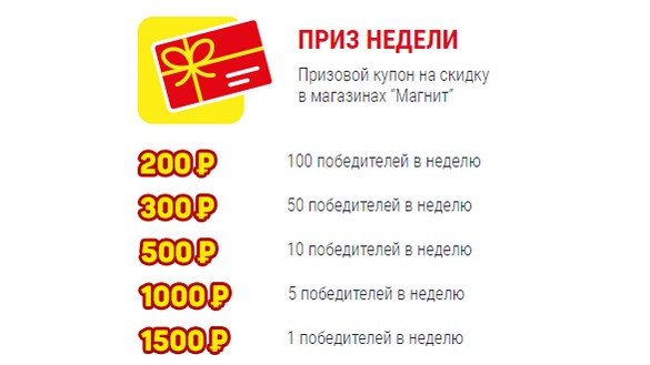 призы недели