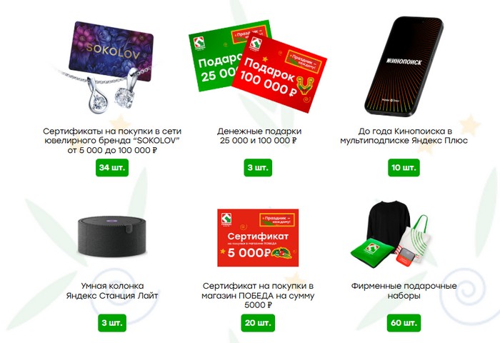 главные призы победа подарки каждому