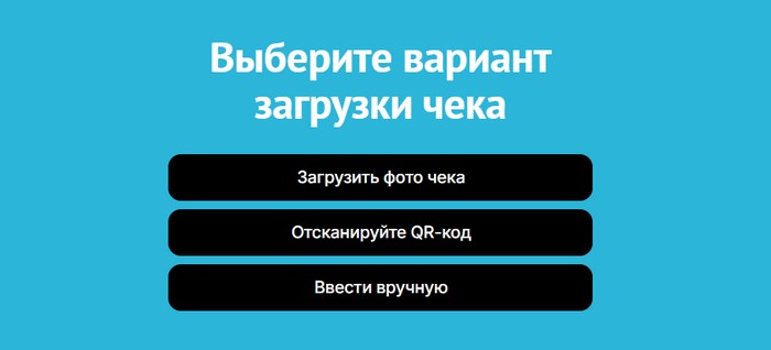 выберите вариант загрузки чека