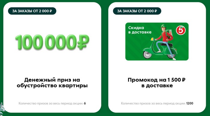 призы за покупку в доставке